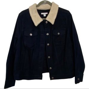 Isaac Mizrahi Live! Moleskin Jacket w/ Faux Shearling Black 18W